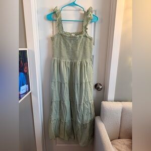J. Crew Light Green Smocked Top